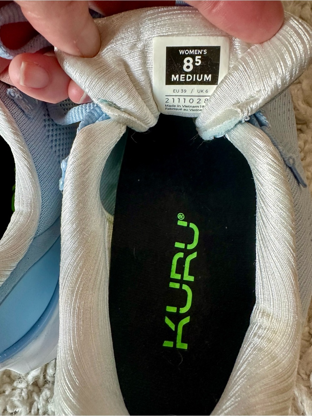 KURU Women's Light Blue Knit Athletic Sneakers for Plantar Fasciitis size 8.5 - Picture 7 of 9